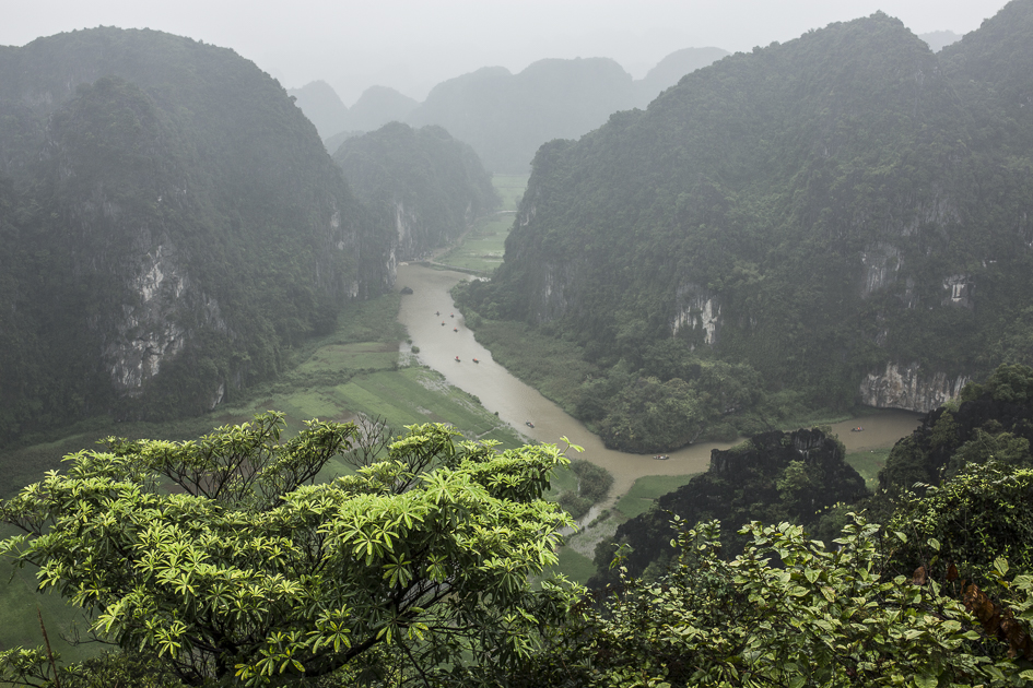 Vue d'une montagne sur la vallée de Ninh Binh au Vietnam